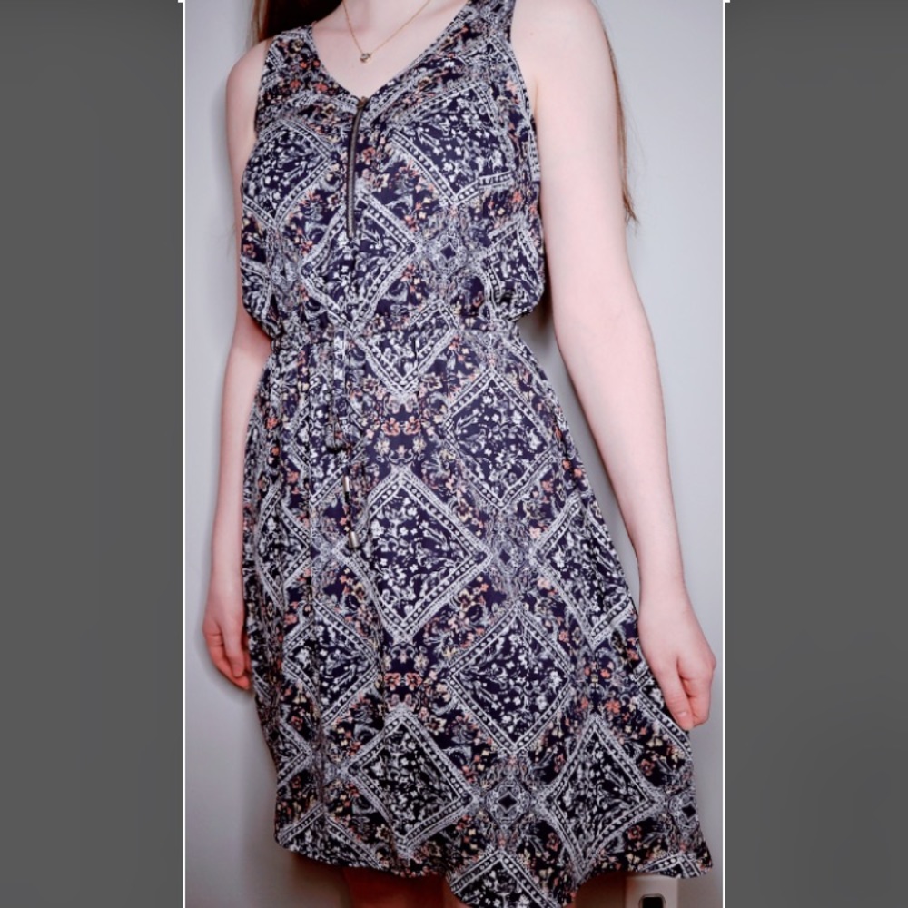 Maurices Navy Floral Tank Dress